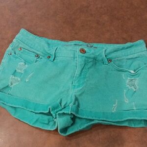 Faded Glory Green Distressed Jean Shorts